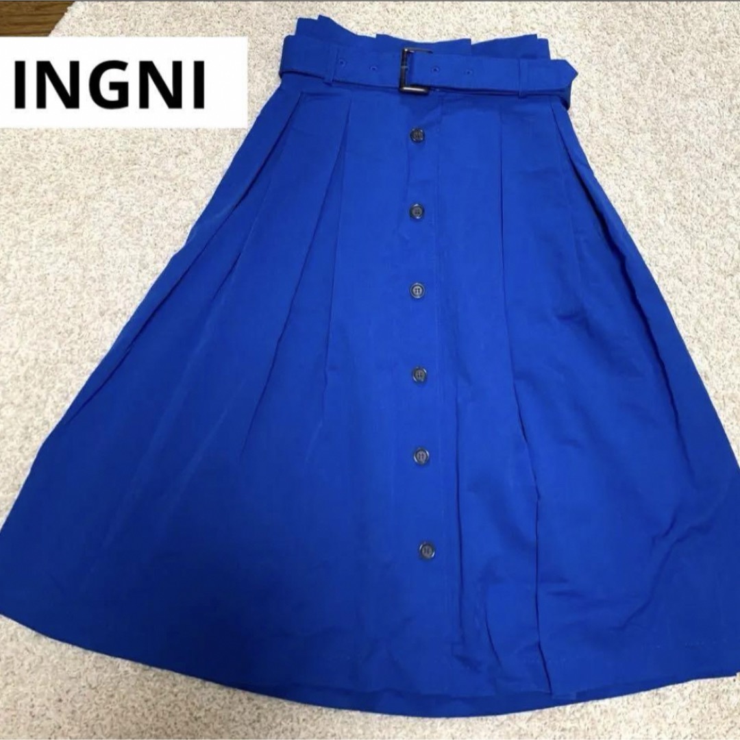 INGNI(イング)のINGNI　イング　スカート　レディース　М　ひざ丈下　青　ブルー レディースのワンピース(ひざ丈ワンピース)の商品写真