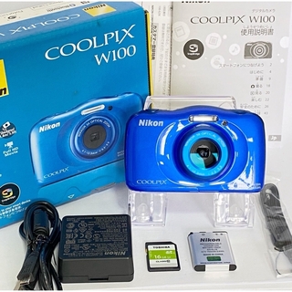 ニコン(Nikon)の【美品】Nikon coolpix W100 ニコン　デジカメ　SDカード付(コンパクトデジタルカメラ)