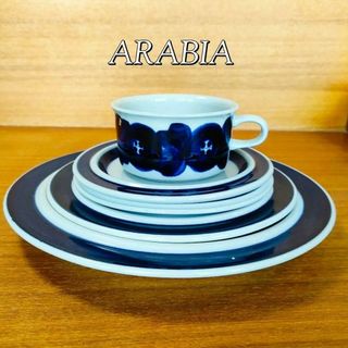 アラビア(ARABIA)の美品★ARABIAアラビア アネモネ 大きいサイズ カップ＆ソーサー プレート(食器)