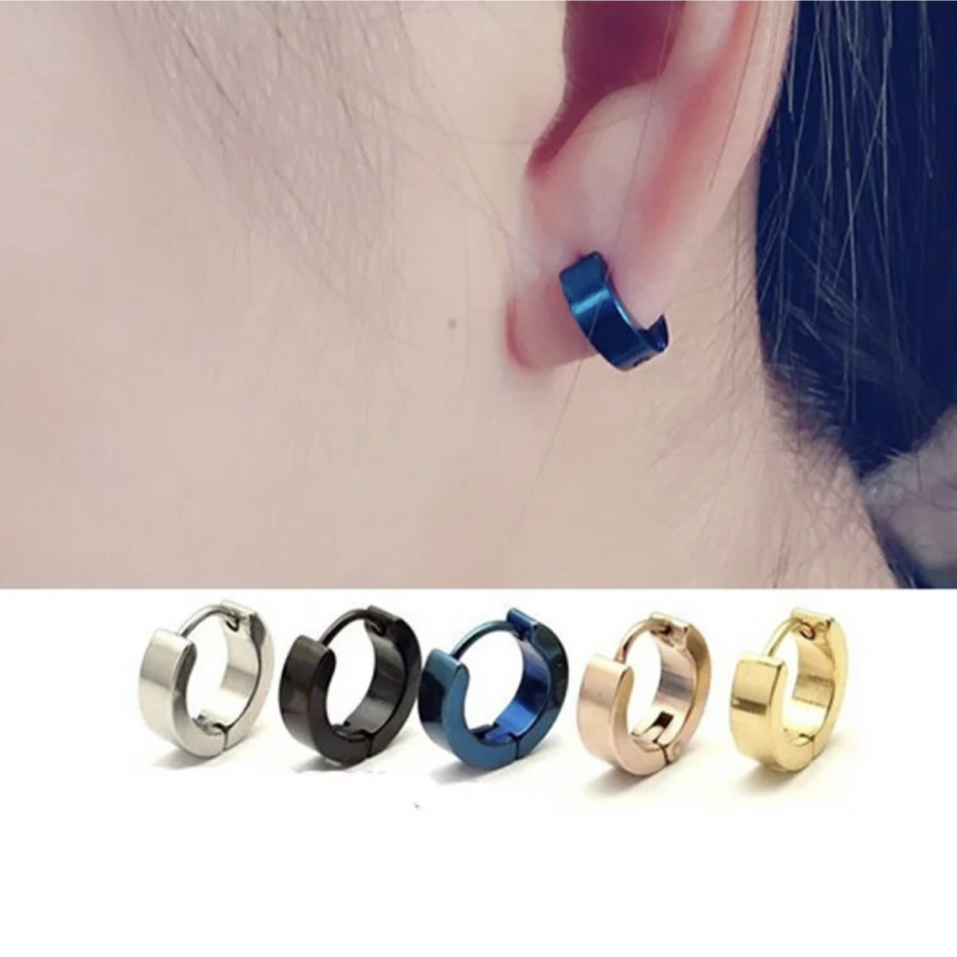 【最安値】フープピアス ブラック 黒 シンプル メンズ レディース 両耳用 メンズのアクセサリー(ピアス(両耳用))の商品写真