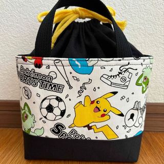 ハンドメイド お弁当袋 保冷保温 ランチトートバック【20】白×黒(ランチボックス巾着)