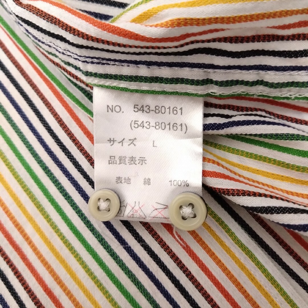 Ciaopanic(チャオパニック)のシャツ　メンズ　七分袖　ストライプ　2way　パステルカラー　ワイヤー　Lサイズ メンズのトップス(シャツ)の商品写真