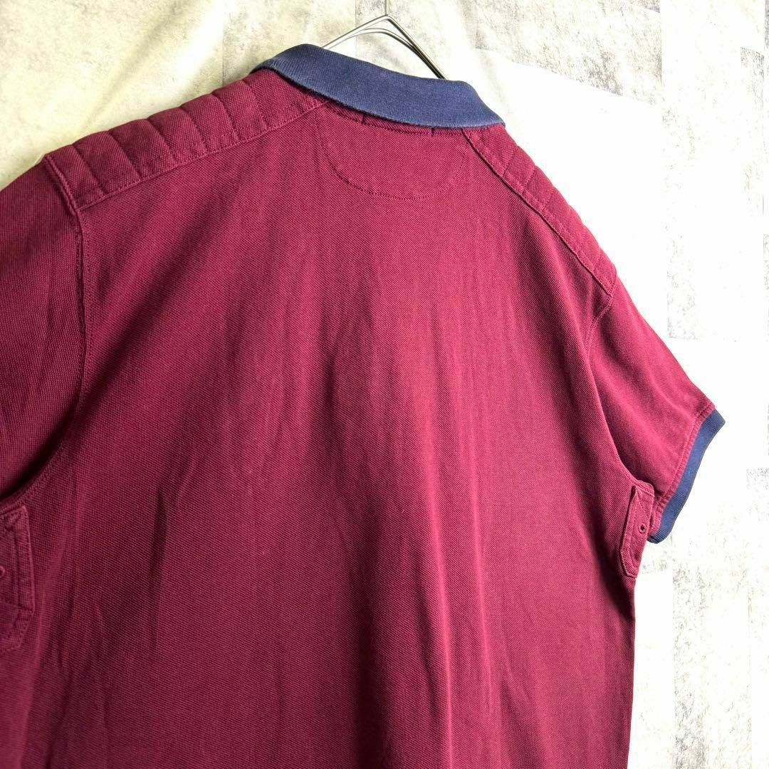 POLO RALPH LAUREN(ポロラルフローレン)の90s ポロバイラルフローレン バイカラー 鹿子ポロシャツ 半袖 ボルドー XL メンズのトップス(ポロシャツ)の商品写真