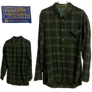 ペンドルトン(PENDLETON)のPENDLETON VINTAGE 60s USA製 チェックウールシャツ L(シャツ)