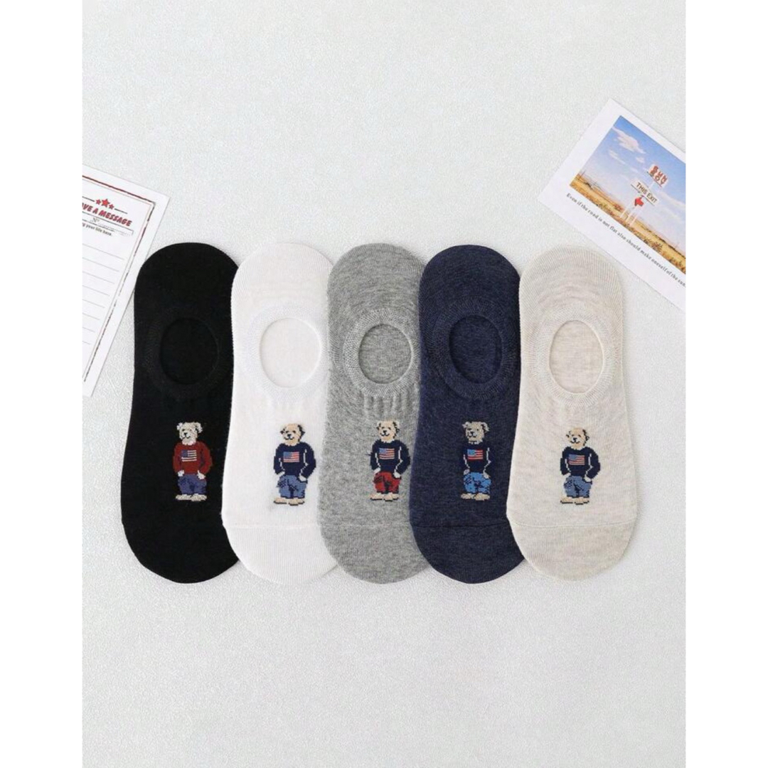 【最安値☆】5足セット レディース メンズ ベア くま ソックス 靴下   レディースのレッグウェア(ソックス)の商品写真
