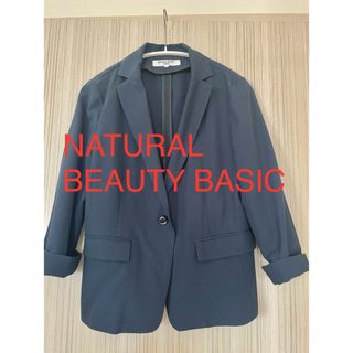 ナチュラルビューティーベーシック(NATURAL BEAUTY BASIC)の【NATURAL BEAUTY BASIC】ジャケット ストライプ 七分袖 S(テーラードジャケット)