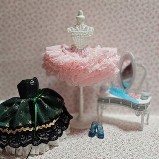 リカちゃん　ハンドメイド　アンダーレーススカート　ピンク(その他)