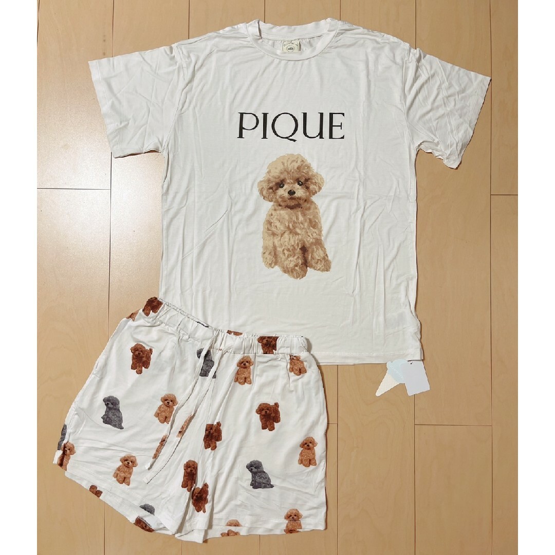 gelato pique(ジェラートピケ)の【ジェラートピケ】トイプードル柄ワンポイントTシャツ＆ショートパンツ　上下セット レディースのルームウェア/パジャマ(ルームウェア)の商品写真