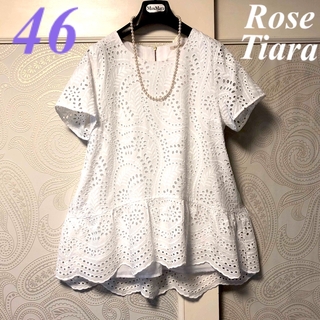 Rose Tiara - 46大きいサイズ　ローズティアラ　爽やか♡総刺繍♡ティアードチュニックブラウス