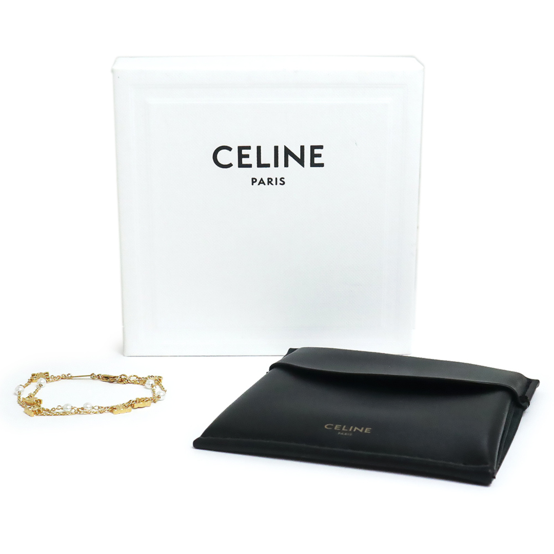 celine(セリーヌ)のセリーヌ トリオンフ パール ダブル チェーン ブレスレット ゴールド 460PL6PRB 箱付 CELINE（新品・未使用品） レディースのアクセサリー(ブレスレット/バングル)の商品写真