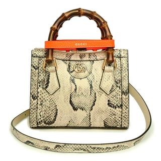 グッチ(Gucci)のグッチ ダイアナ ミニ トート 2way ショルダー ハンドバッグ 斜め掛け バンブー パイソン エキゾチックレザー ベージュ 655661 GUCCI（新品・未使用品）(ハンドバッグ)