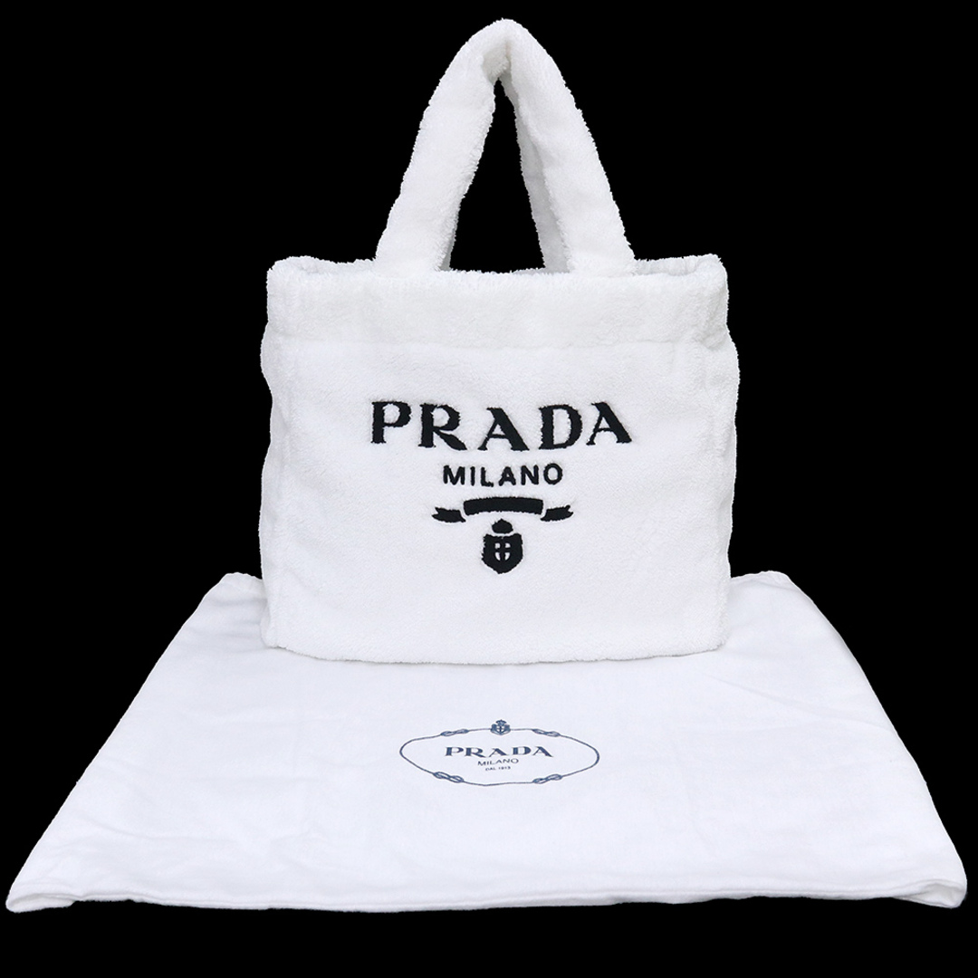 PRADA(プラダ)のプラダ テリー トートバッグ パイル BIANCO ビアンコ NERO ネロ ブラック ホワイト 白 黒 シルバー金具 1BG130 PRADA（新品・未使用品） レディースのバッグ(トートバッグ)の商品写真