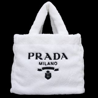 プラダ(PRADA)のプラダ テリー トートバッグ パイル BIANCO ビアンコ NERO ネロ ブラック ホワイト 白 黒 シルバー金具 1BG130 PRADA（新品・未使用品）(トートバッグ)