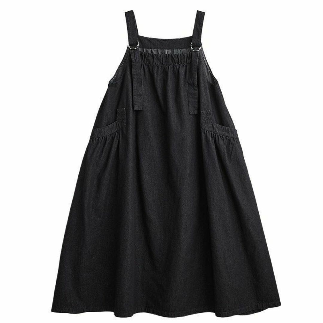 Ｍサイズ ジャンパースカート ブラック デニム ジャンスカ レディースのワンピース(その他)の商品写真