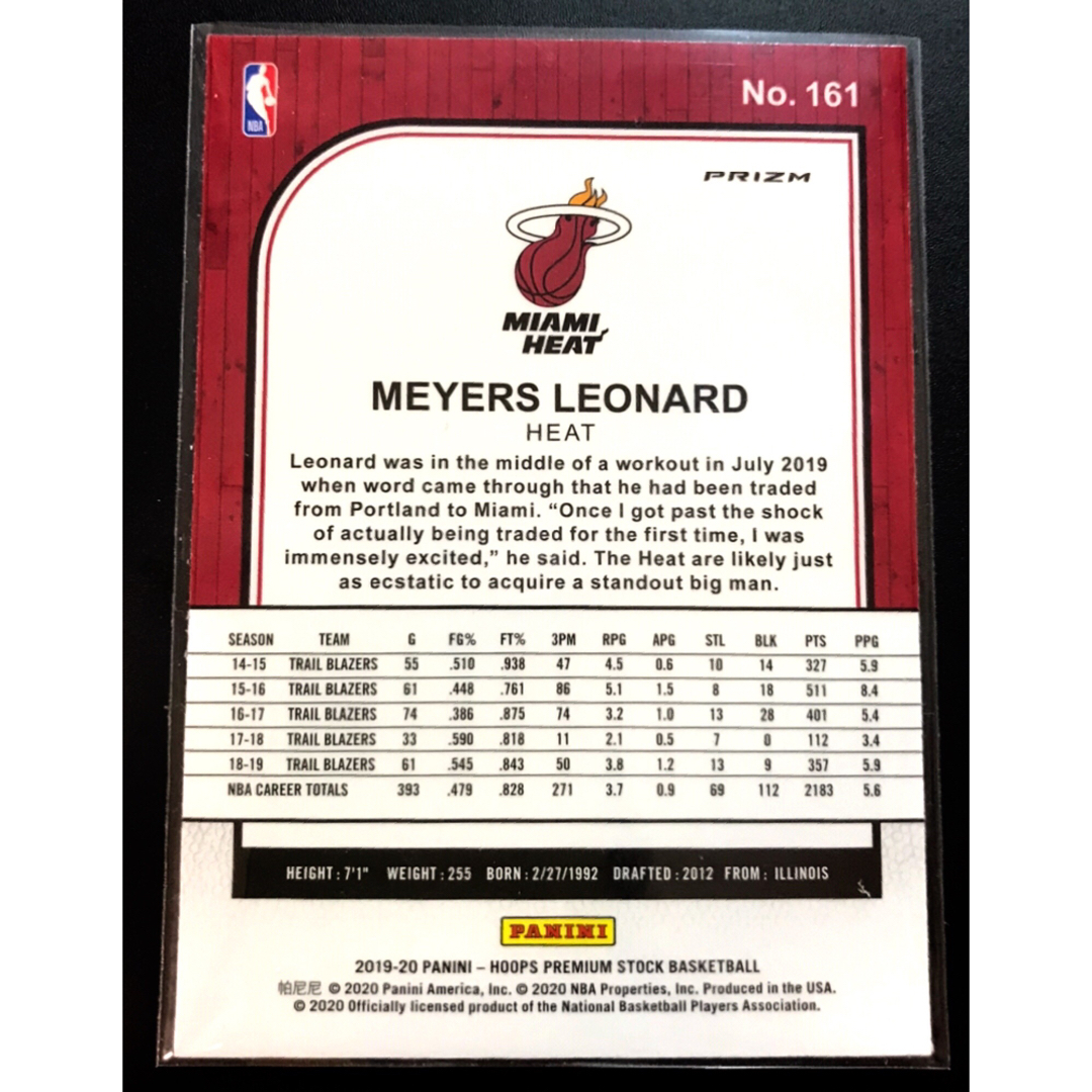 【662】 NBAカード Meyers Leonard silver prizm エンタメ/ホビーのトレーディングカード(シングルカード)の商品写真