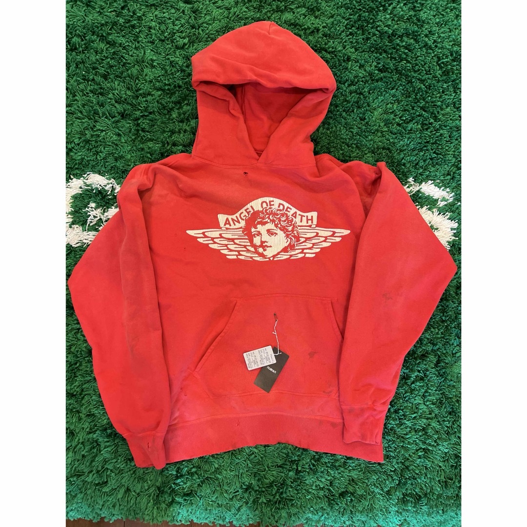 SAINT MICHAEL Angel of Death Hoodie Red メンズのトップス(パーカー)の商品写真