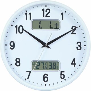 【色: ホワイト】Nbdeal 掛け時計 電波時計 アナログ カレンダー 温度 (置時計)