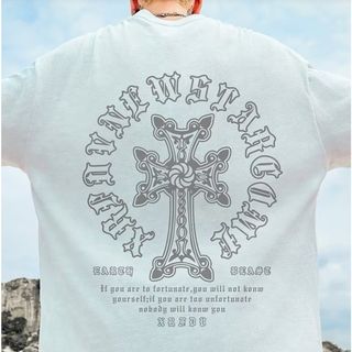 【ラスト１】半袖　メンズ　白　３ＸＬ　オーバーサイズ　ストリート　ヒップホップ(Tシャツ/カットソー(半袖/袖なし))