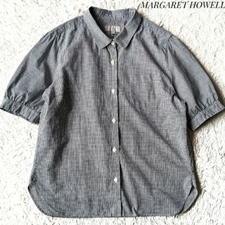 マーガレットハウエル(MARGARET HOWELL)の【マーガレットハウエル】ギンガムチェックシャツ S 半袖 綿麻(シャツ/ブラウス(半袖/袖なし))