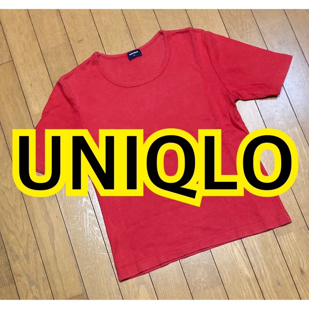 UNIQLO(ユニクロ)の【UNIQLO】UネックTシャツ Lサイズ レッド レディースのトップス(Tシャツ(半袖/袖なし))の商品写真
