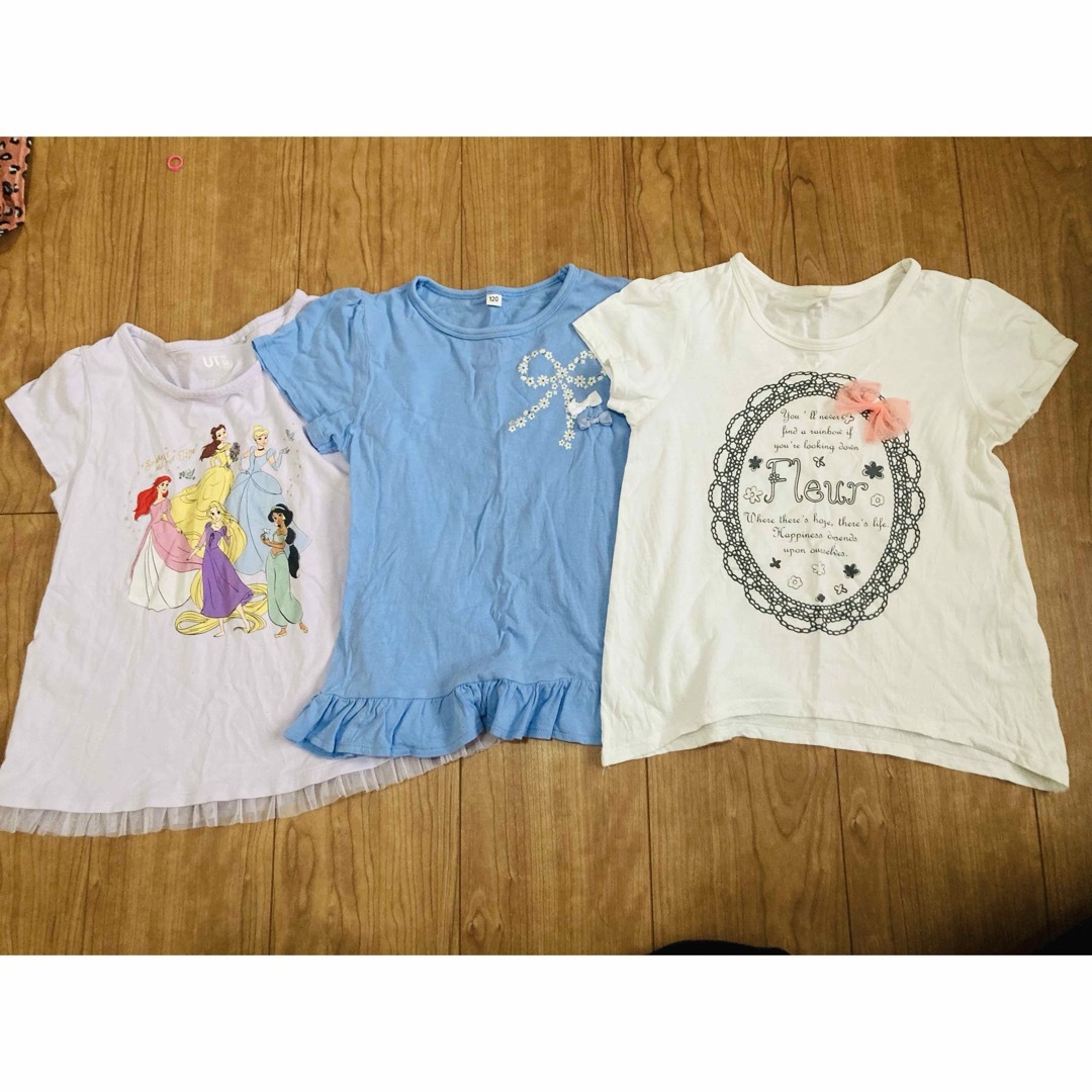 UNIQLO(ユニクロ)の保育園着　計12枚　Tシャツ6枚７分丈パンツ6枚 キッズ/ベビー/マタニティのキッズ服女の子用(90cm~)(Tシャツ/カットソー)の商品写真