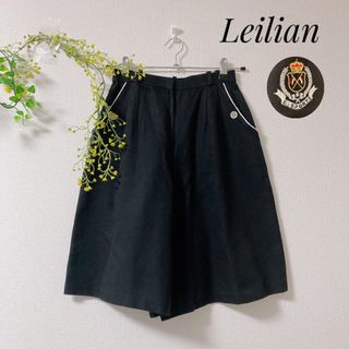 レリアン(leilian)のLeilian レリアン ハーフパンツ 綿 コットン 刺繍 マリン ブラック 9(ハーフパンツ)