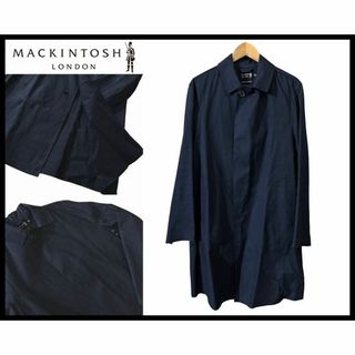 マッキントッシュ(MACKINTOSH)の名作 英国製 マッキントッシュ ゴム引き ステンカラー コート 紺 38(ステンカラーコート)