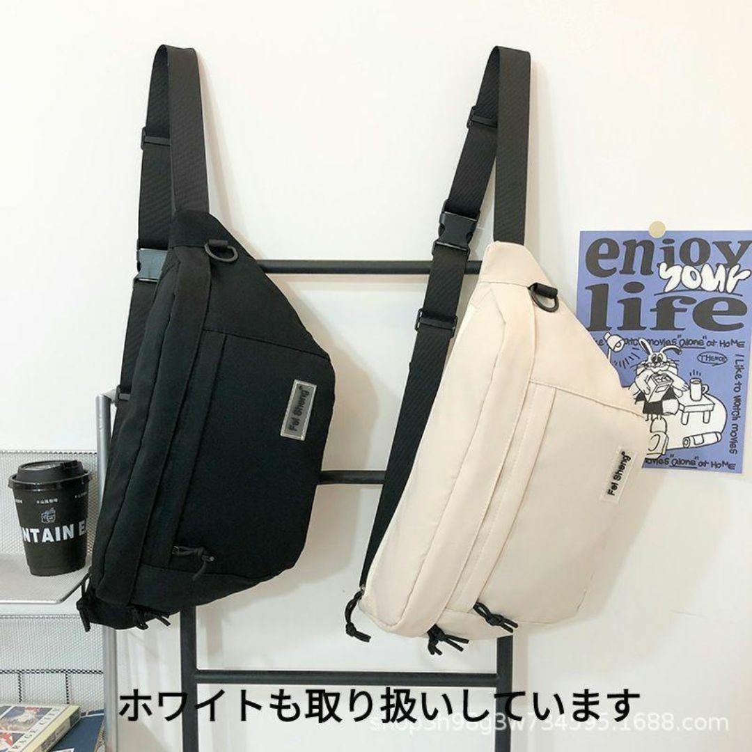 ボディバッグ メンズ  レディース バッグ 大容量 斜め掛け バック ホワイト レディースのバッグ(メッセンジャーバッグ)の商品写真
