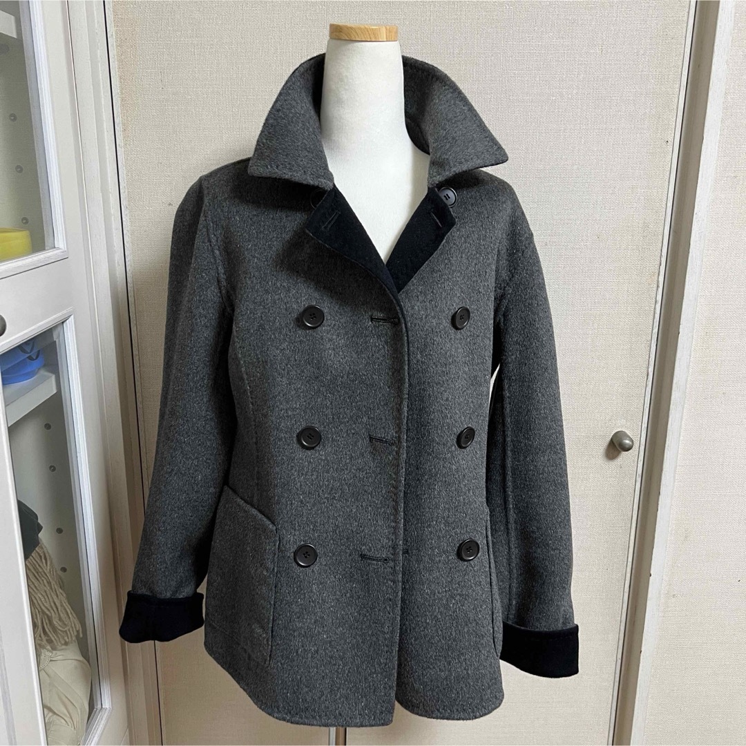 エンリコドマーニ リバーシブル コート アンゴラ ウール レディースのジャケット/アウター(ピーコート)の商品写真