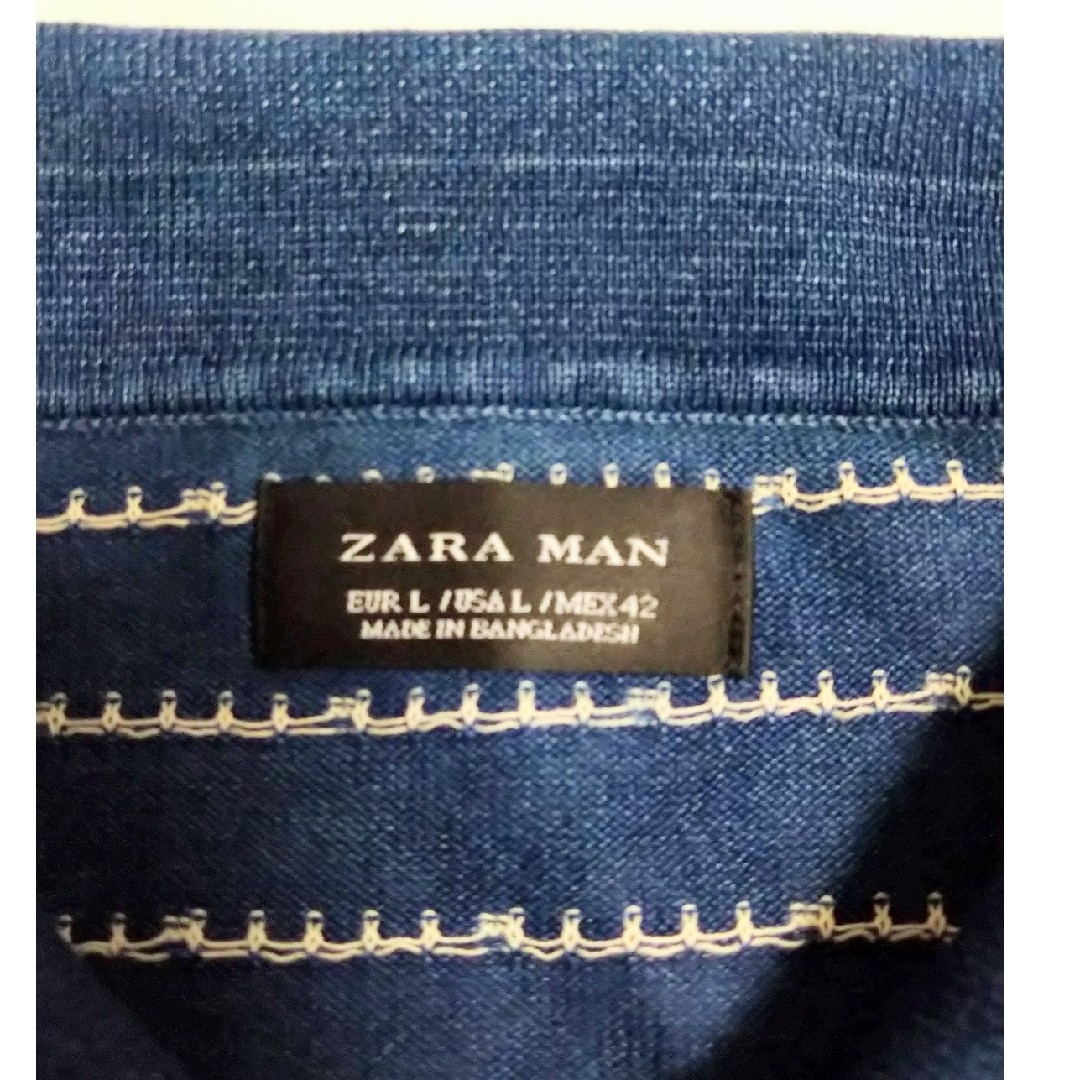 ZARA(ザラ)のZARA　ザラ　半袖　ポロシャツ　インディゴ　ドット　ジャガード メンズのトップス(ポロシャツ)の商品写真