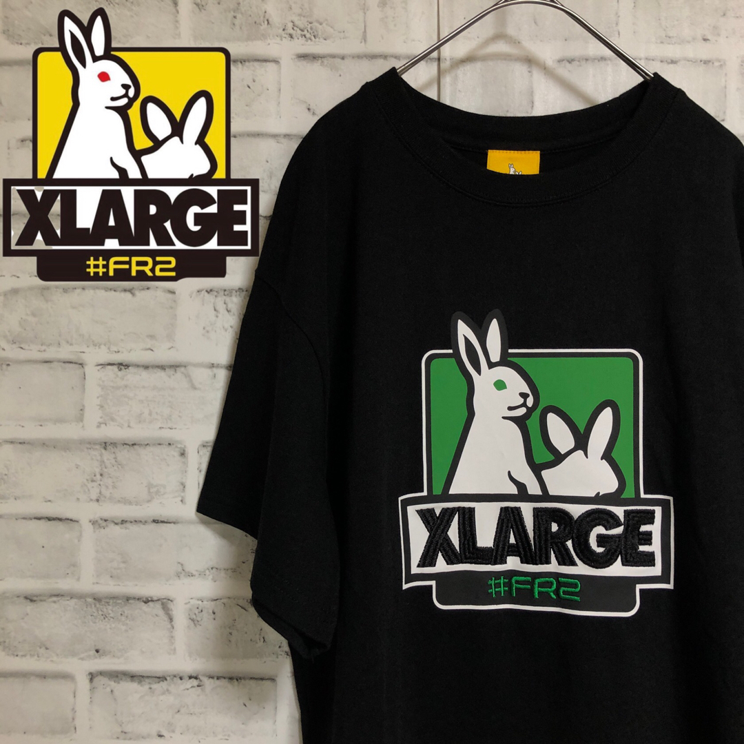 美品⭐️FR2×XLARGE コラボTシャツ L 刺繍ロゴ ブラック×グリーン | フリマアプリ ラクマ