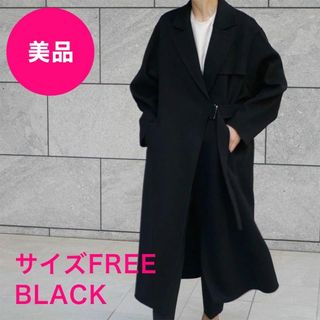 【美品】LOHEN  ロングタイロッケンウールリバーコート BLACK