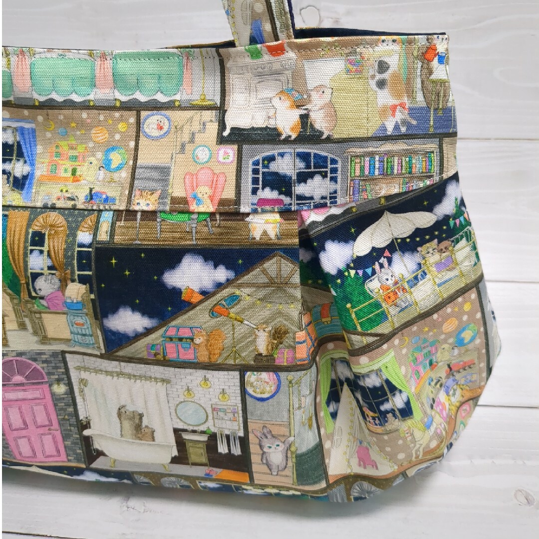 ユキエモン☆ふっくらトートバッグ（ラビリンスハウス） ハンドメイドのファッション小物(バッグ)の商品写真