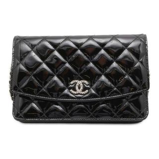 シャネル(CHANEL)のシャネル チェーンウォレット ブリリアント マトラッセ パテント ココマーク 長財布 A48692 CHANEL 財布 黒(財布)