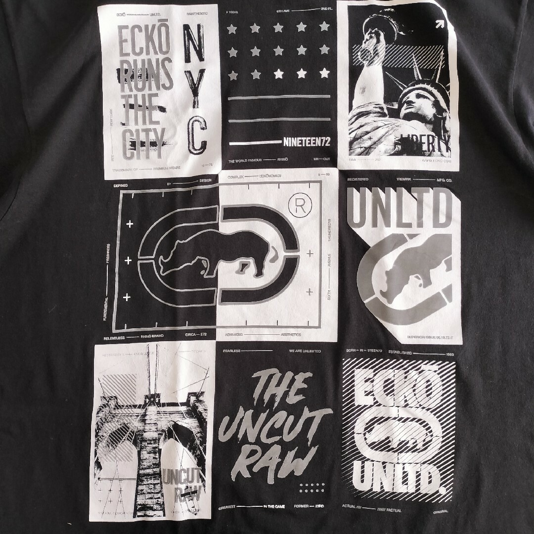 ECKO UNLTD(エコーアンリミテッド)の【T281】エコーアンリミテッド NYC 大判プリント USA古着 半袖tシャツ レディースのトップス(Tシャツ(半袖/袖なし))の商品写真