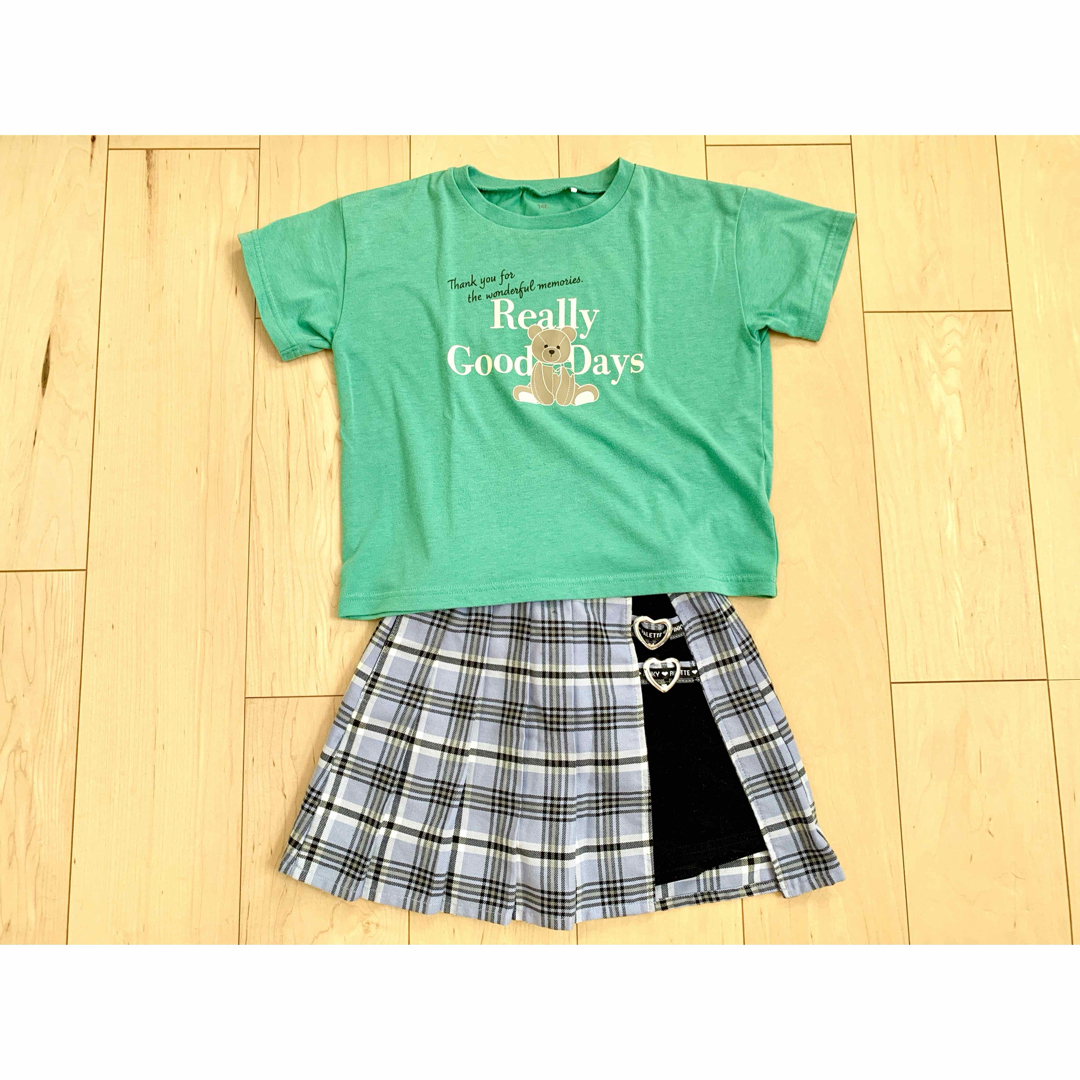 【複数購入割引あり】くまさんTシャツ140cm★ブルーグリーン キッズ/ベビー/マタニティのキッズ服女の子用(90cm~)(Tシャツ/カットソー)の商品写真