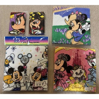 ディズニー(Disney)のディズニーリゾート25周年　ミッキーミニー　マリーちゃん　タオル5枚セット(キャラクターグッズ)
