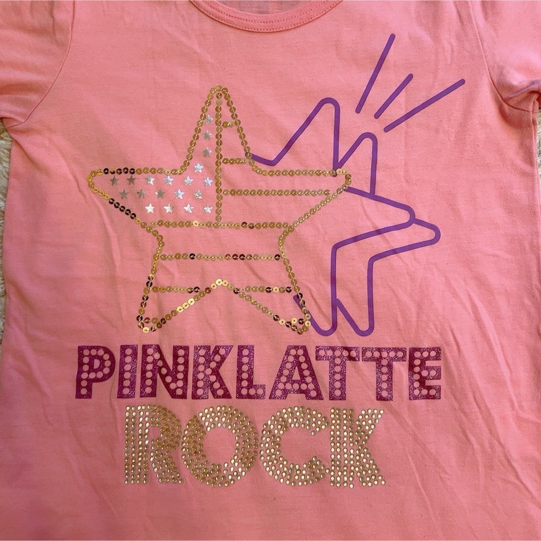 PINK-latte(ピンクラテ)のピンクラテ　pinklatte 半袖Tシャツ　半袖　M ピンク　星　スター キッズ/ベビー/マタニティのキッズ服女の子用(90cm~)(Tシャツ/カットソー)の商品写真