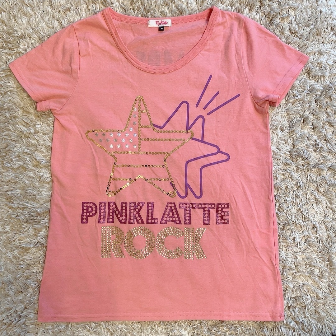 PINK-latte(ピンクラテ)のピンクラテ　pinklatte 半袖Tシャツ　半袖　M ピンク　星　スター キッズ/ベビー/マタニティのキッズ服女の子用(90cm~)(Tシャツ/カットソー)の商品写真