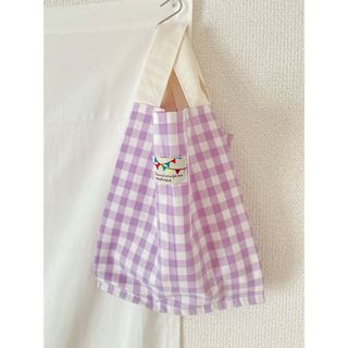 ハンドメイド エコバッグ お買い物バッグ コンビニ弁当サイズ ギンガムチェック(バッグ)