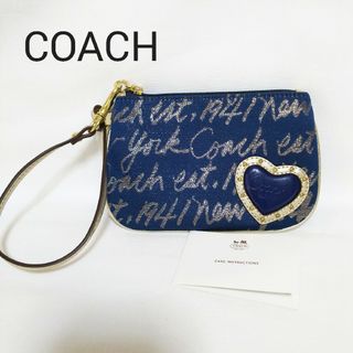 コーチ(COACH)の未使用 COACH コーチ ポーチ バッグポーチ ハート 薄型ポーチ 訳あり(ポーチ)