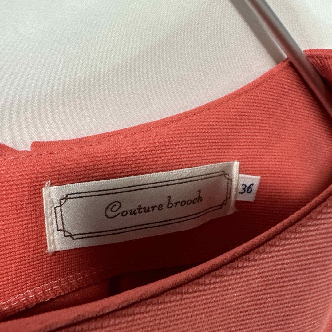 Couture Brooch(クチュールブローチ)のクチュールブローチ ワンピース フレンチスリーブ ピンク リボン 4d35 レディースのワンピース(ひざ丈ワンピース)の商品写真