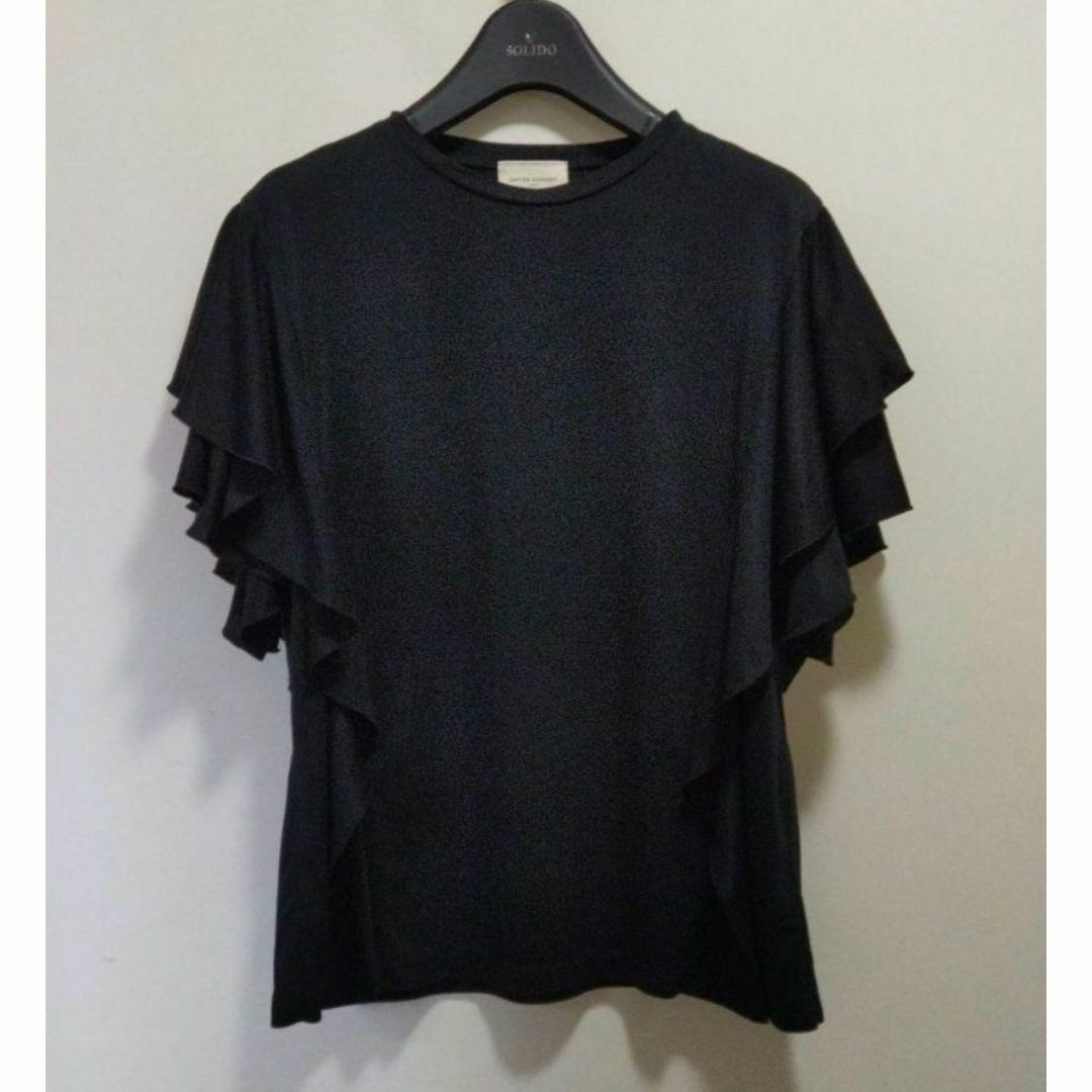 UNITED ARROWS(ユナイテッドアローズ)の【 BLACK 】UBCC CE/P ラッフルスリーブ カットソー レディースのトップス(カットソー(半袖/袖なし))の商品写真