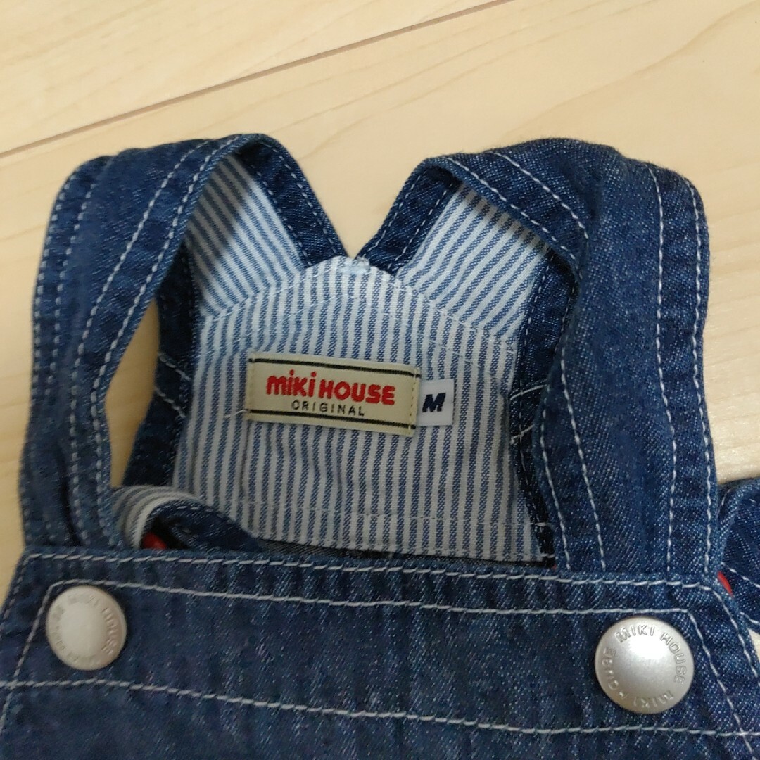 mikihouse(ミキハウス)の美品 プチプッチー君 オーバーオール Ｍ 80-90 キッズ/ベビー/マタニティのキッズ服男の子用(90cm~)(パンツ/スパッツ)の商品写真