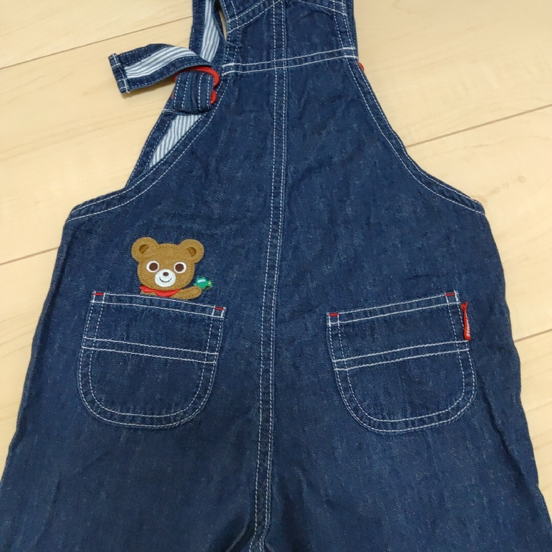 mikihouse(ミキハウス)の美品 プチプッチー君 オーバーオール Ｍ 80-90 キッズ/ベビー/マタニティのキッズ服男の子用(90cm~)(パンツ/スパッツ)の商品写真