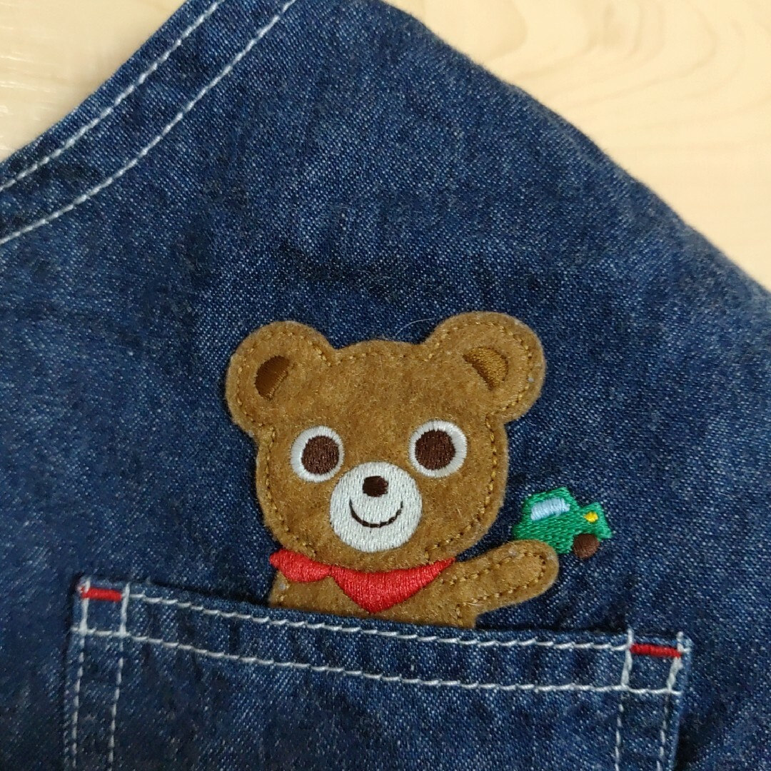 mikihouse(ミキハウス)の美品 プチプッチー君 オーバーオール Ｍ 80-90 キッズ/ベビー/マタニティのキッズ服男の子用(90cm~)(パンツ/スパッツ)の商品写真