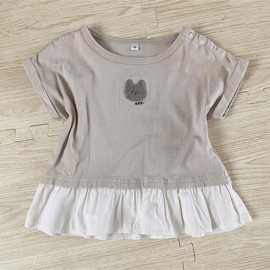 しまむら(シマムラ)の90サイズ　くまちゃんTシャツ　2枚セット キッズ/ベビー/マタニティのキッズ服女の子用(90cm~)(Tシャツ/カットソー)の商品写真