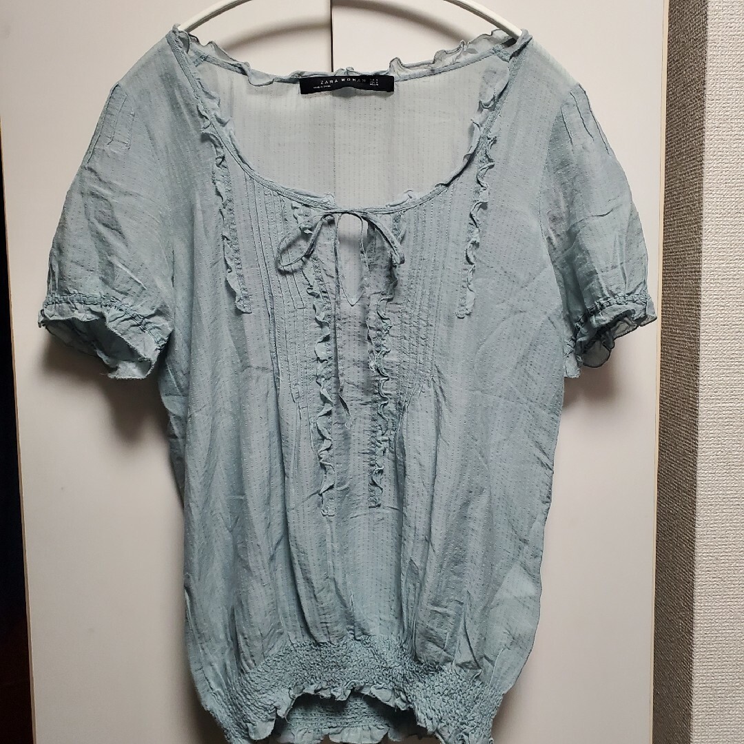 ZARA(ザラ)のZARA　トップス　size　S　ブルーグレー レディースのトップス(シャツ/ブラウス(半袖/袖なし))の商品写真