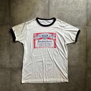 80s バドワイザー リンガーtシャツ USA製 XL相当 染み込みプリント(Tシャツ/カットソー(半袖/袖なし))