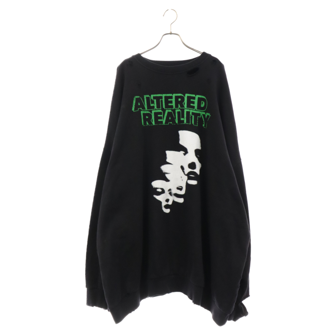 RAF SIMONS(ラフシモンズ)のRAF SIMONS ラフシモンズ 22AW DESTROYED CREW NECK SWEAT ALTERED REALITY PRINT デストロイクルーネックスウェットトレーナー ブラック 222-M168 メンズのトップス(スウェット)の商品写真